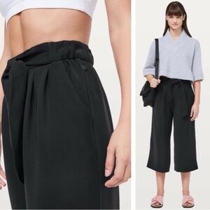 NWT LULULEMON Noir Wide-Leg Tie-Waist High Rise Flowy Crop Pants Black Size 2